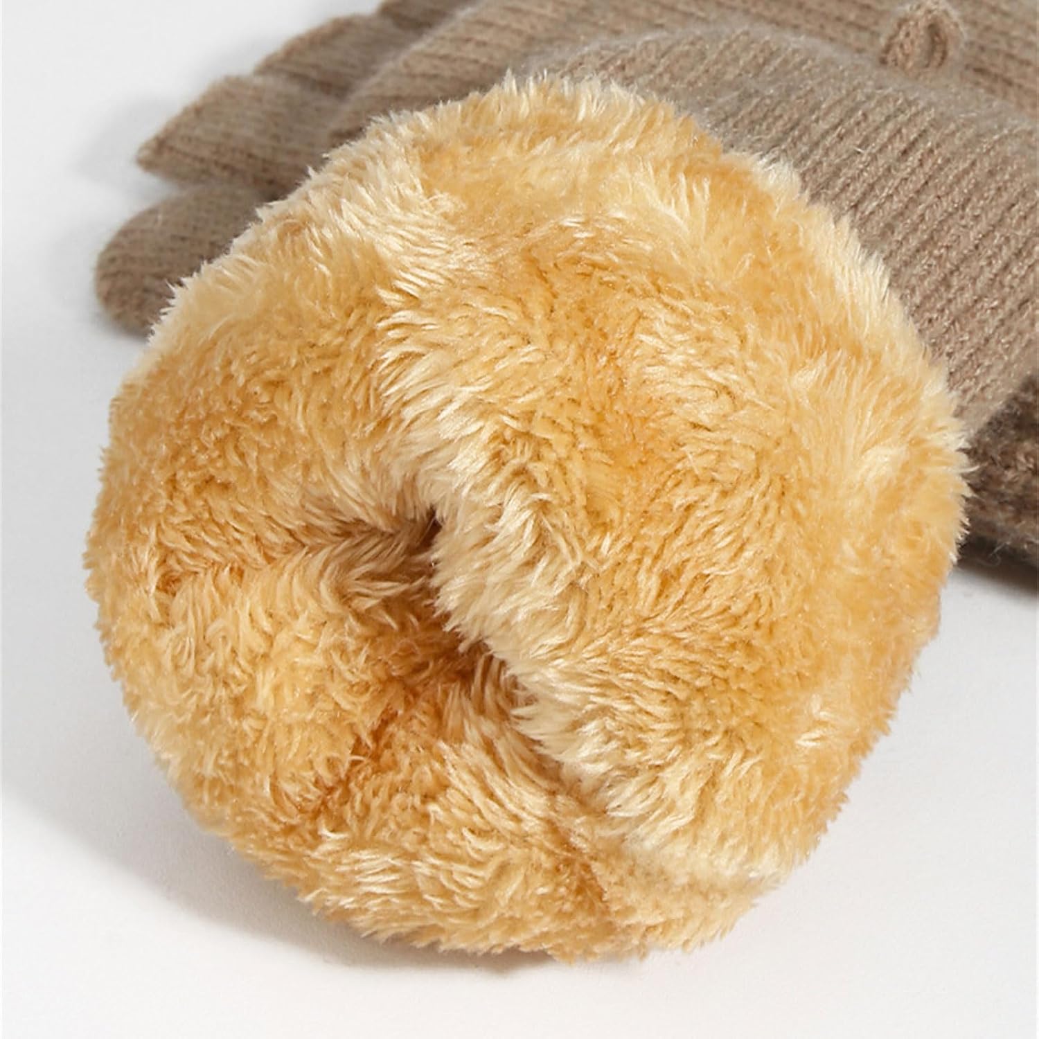 Half Finger Gloves for Women Thickened Windproof Knit & Double Insulated Fleece Women's Outdoor Activity Gloves