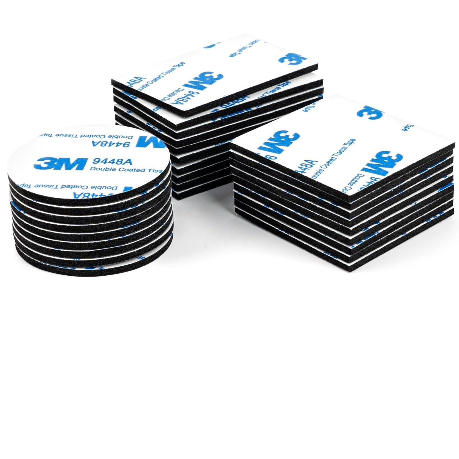 Setgoold 60 Pcs Double Sided Sticky Pads Black Adhesive Foam Pads Heavy Duty Strong Adhesive Tapes Waterproof Mounting Pads for Home Office Car（Square & Round）