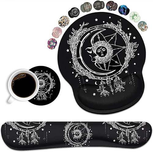 Juego de reposamuñecas para teclado y alfombrilla para mouse, base de poliuretano antideslizante, fácil de escribir y aliviar el dolor de muñeca,