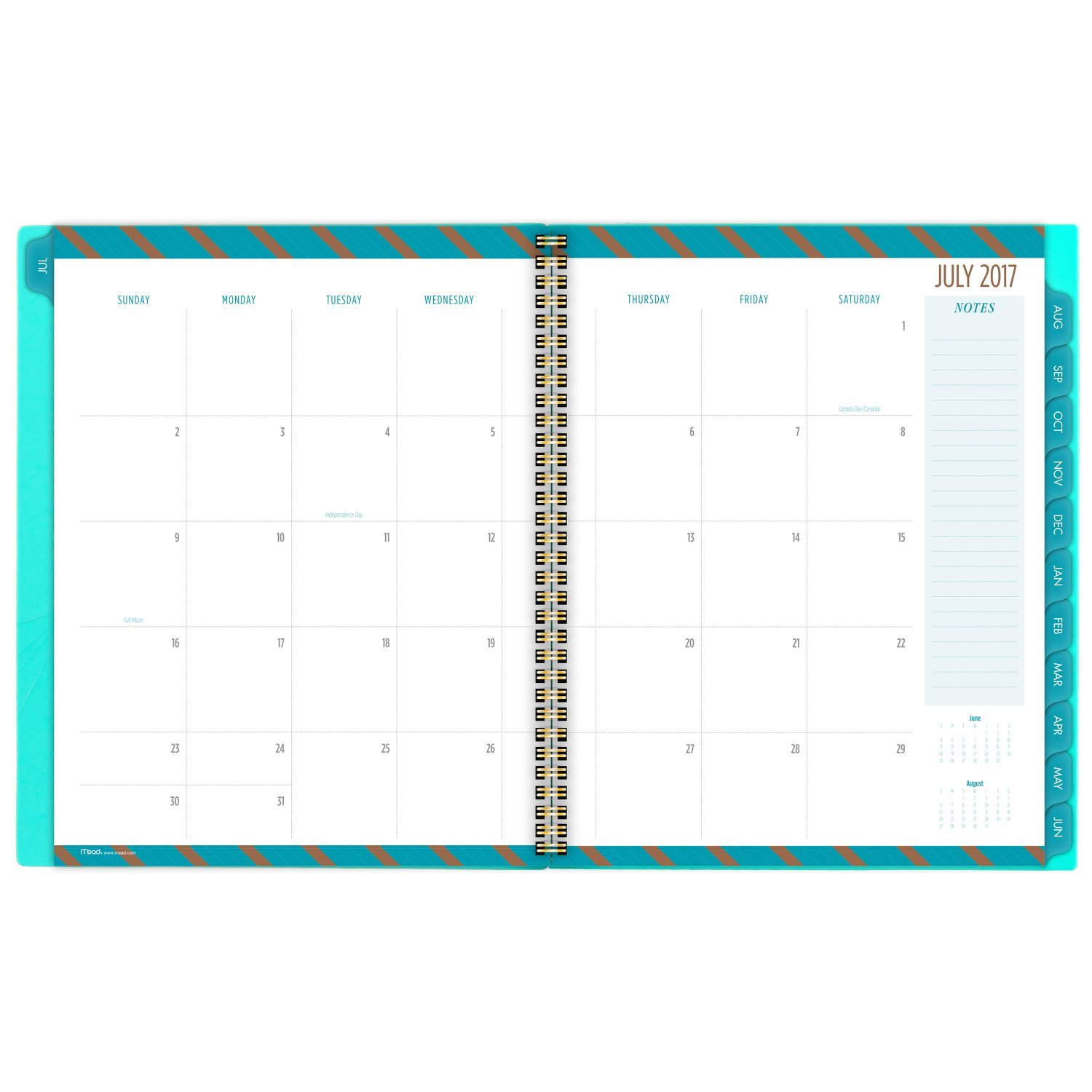 Mead Academic Weekly/Monthly Planner, July 2017 - June 2018, 8-1/2" x 11", Gold & Bold, Design Will Vary (CAW50825)