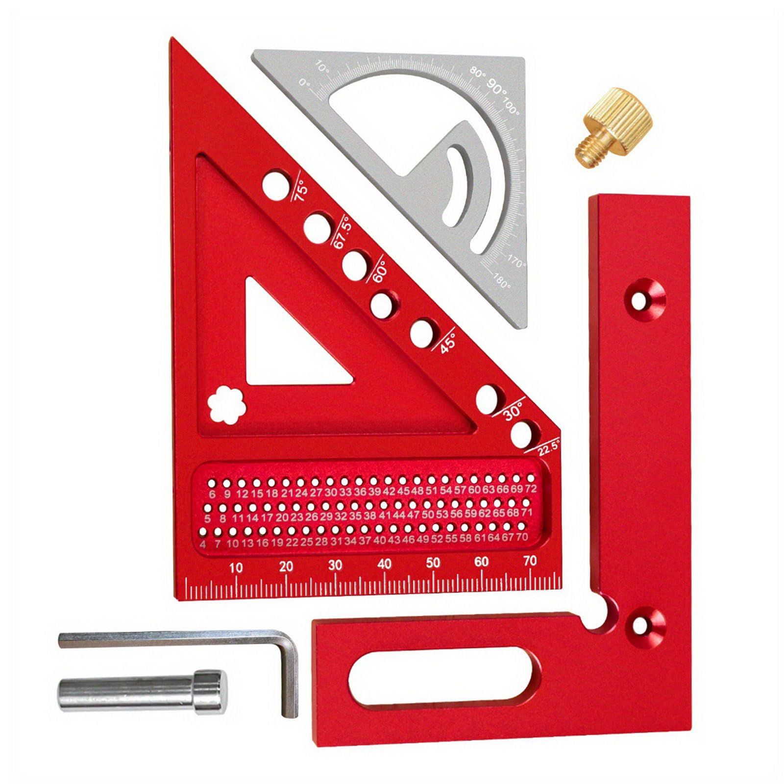 Purpose Aluminum Alloy Measuring Ruler Set Anticorrosion Finish for 45° 90° Angles Marking in Woodcraft Projects Aluminum Measuring Tool