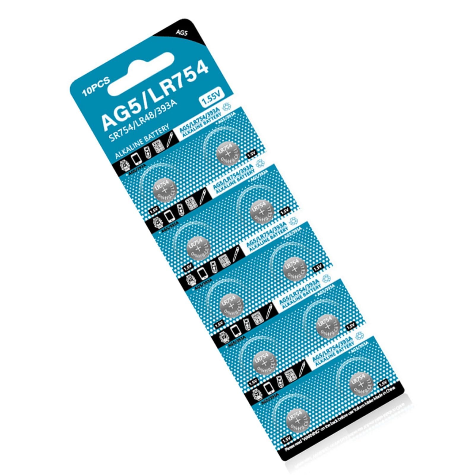 Amazon | Funsouls ボタン電池、10個 1.55V 58mAh AG5 アルカリコイン電池 LR754 193 SR754 546  RW28 939A LR48 D309 電池 ボタン電池 腕時計玩具用 | Funsouls | 乾電池