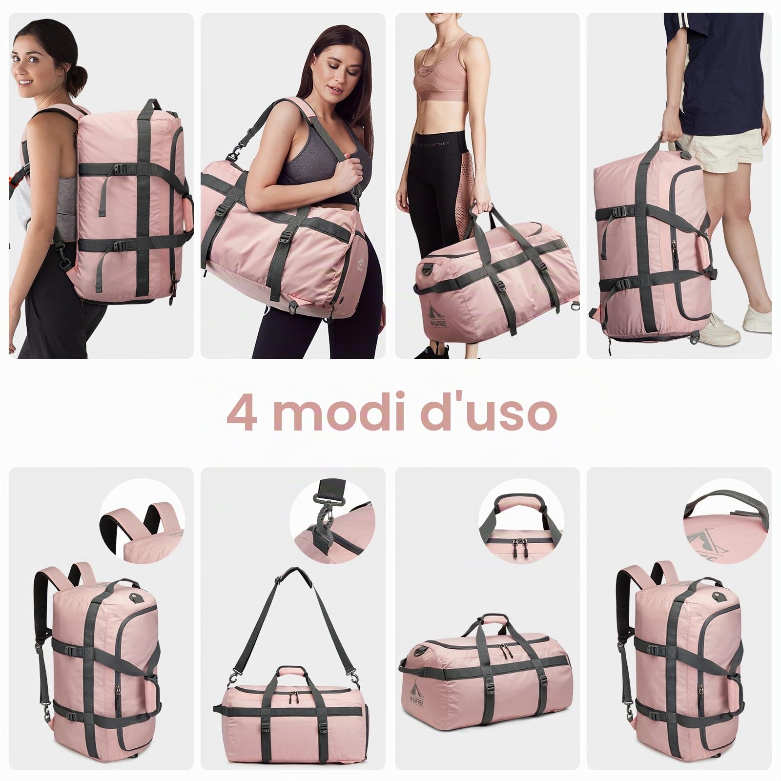 G4Free Borsa sportiva da 45 l, grande borsa da viaggio per uomo e donna, con scomparto per scarpe e scomparto bagnato, borsa da allenamento, borsa da palestra, borsa per sport e fitness e viaggi