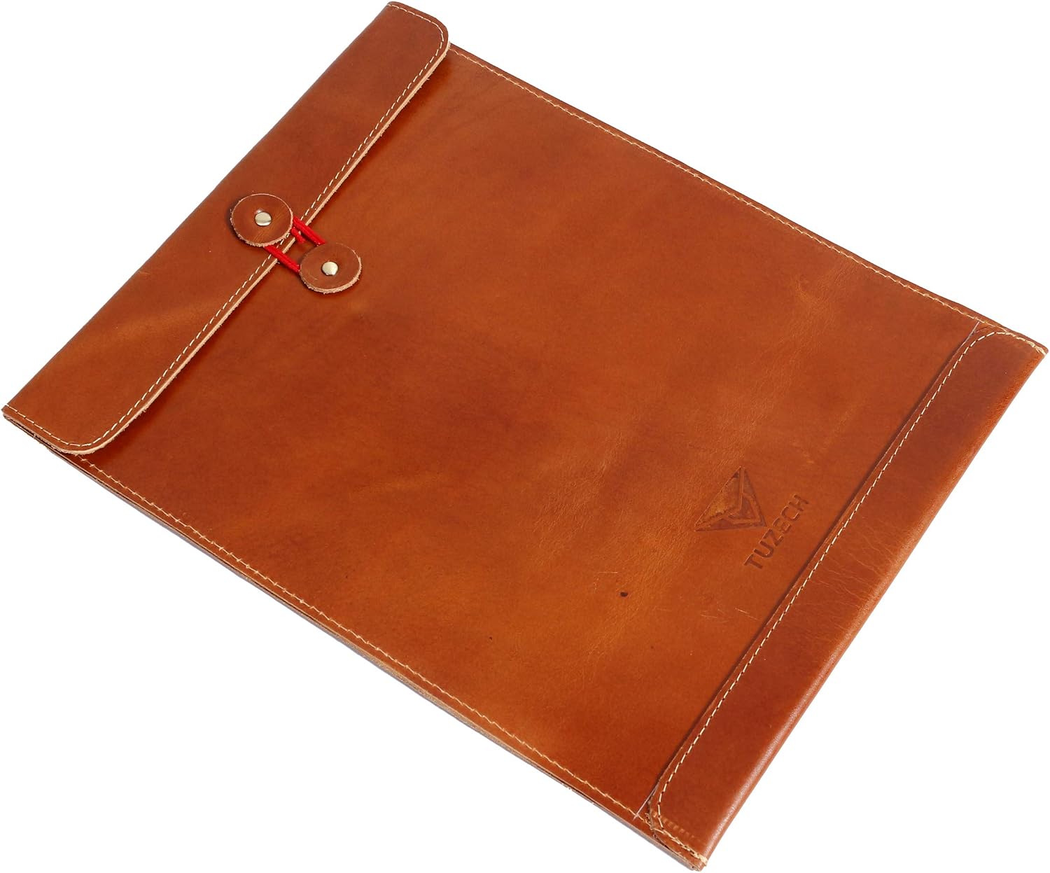 Handmade Leather Document Holder Mailing Envelope, Office & Work Resume Sales Portfolio Binder Folder-Interview/Legal Document Organizer (12.5 inches) (Light Brown)