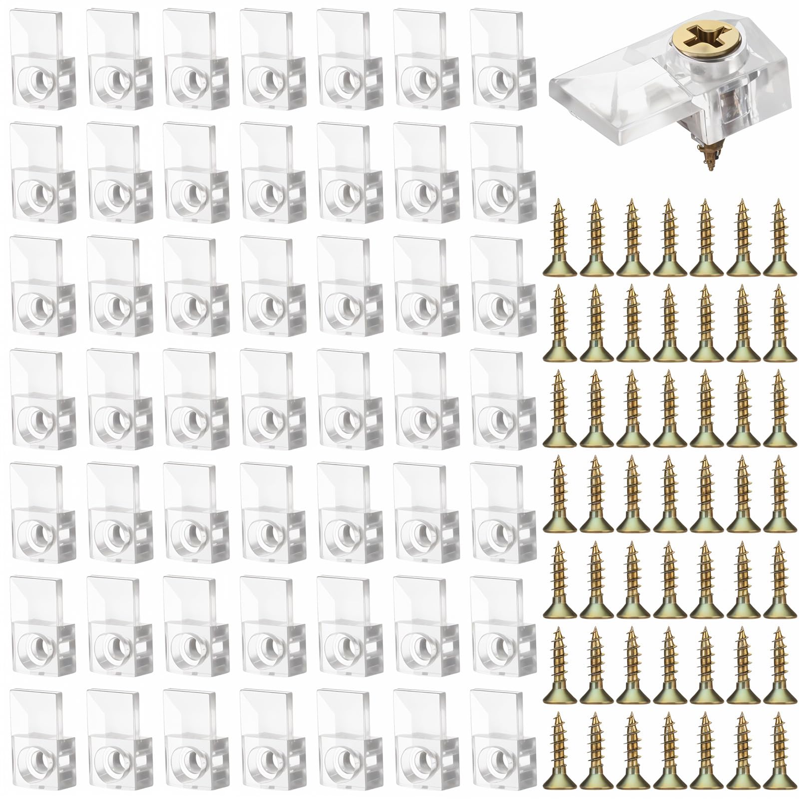 50 Sets Mirror Clips for Wall Mounting, Mirror Holder Clips with Screws, Mirror Hanging Hardware Kit, Stainless Steel Mirror Hooks Heavy Duty Hanger Frameless for Mirror Tile Picture Frame Hanger