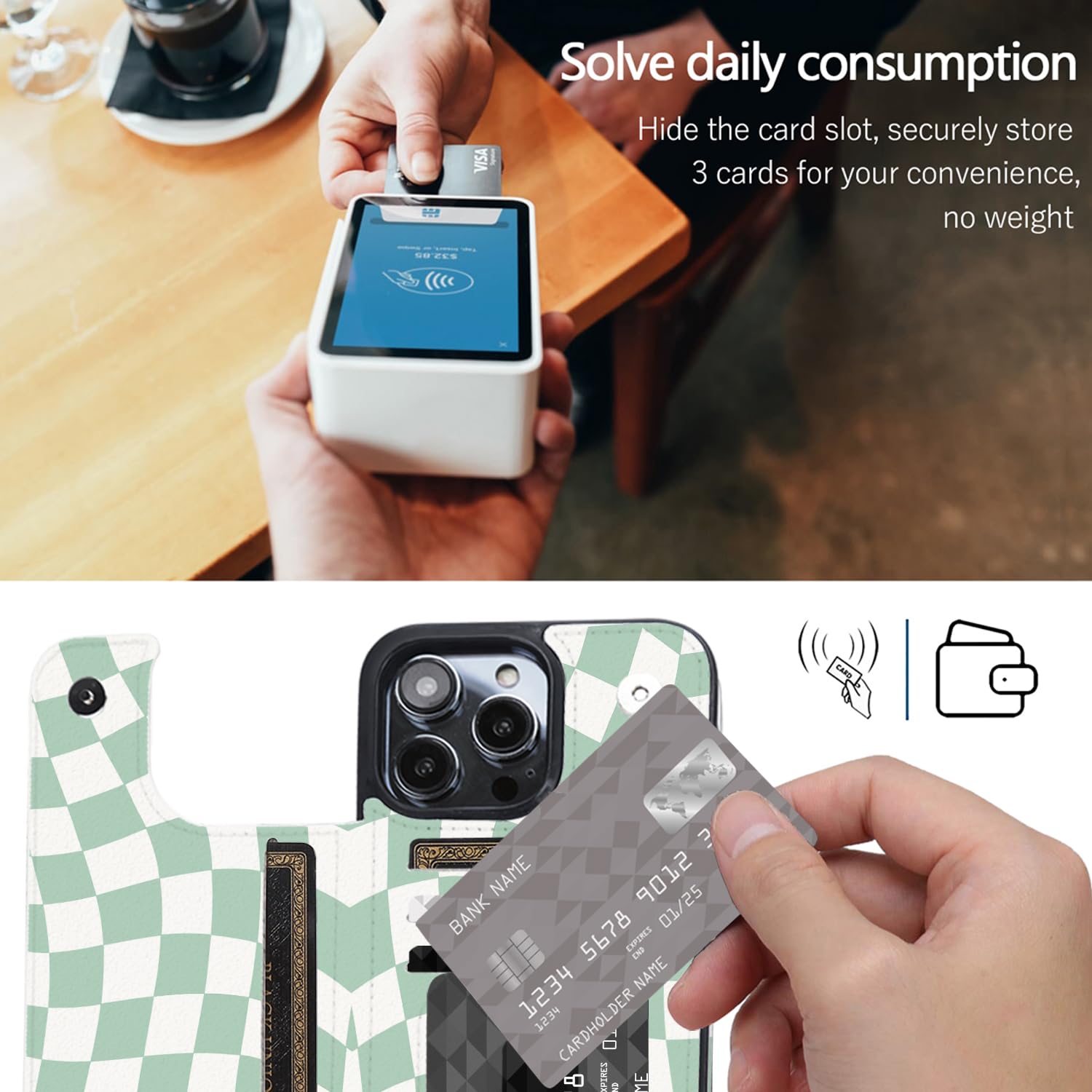 Funda tipo cartera compatible con iPhone 16 Pro Max con tarjetero, de piel sintética con ranuras para tarjetas integradas, función atril y funda a prueba de golpes para iPhone 16 Pro Max de 6.9