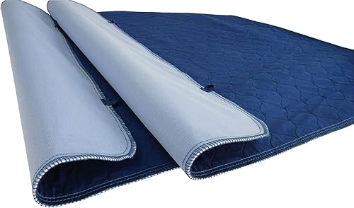 Juego de 2 almohadillas de cama para incontinencia lavables para orina de cama de 34 x 52 pulgadas, color azul marino, reutilizables, impermeables,