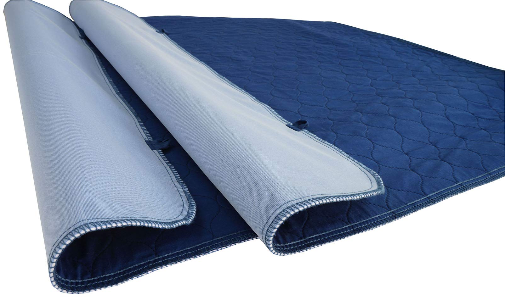 Careboree - Juego de 2 almohadillas acolchadas para cama de 34 x 52 pulgadas, para incontinencia, reutilizables y lavables, duraderas, impermeables, extra absorbentes, para colchón, color azul marino