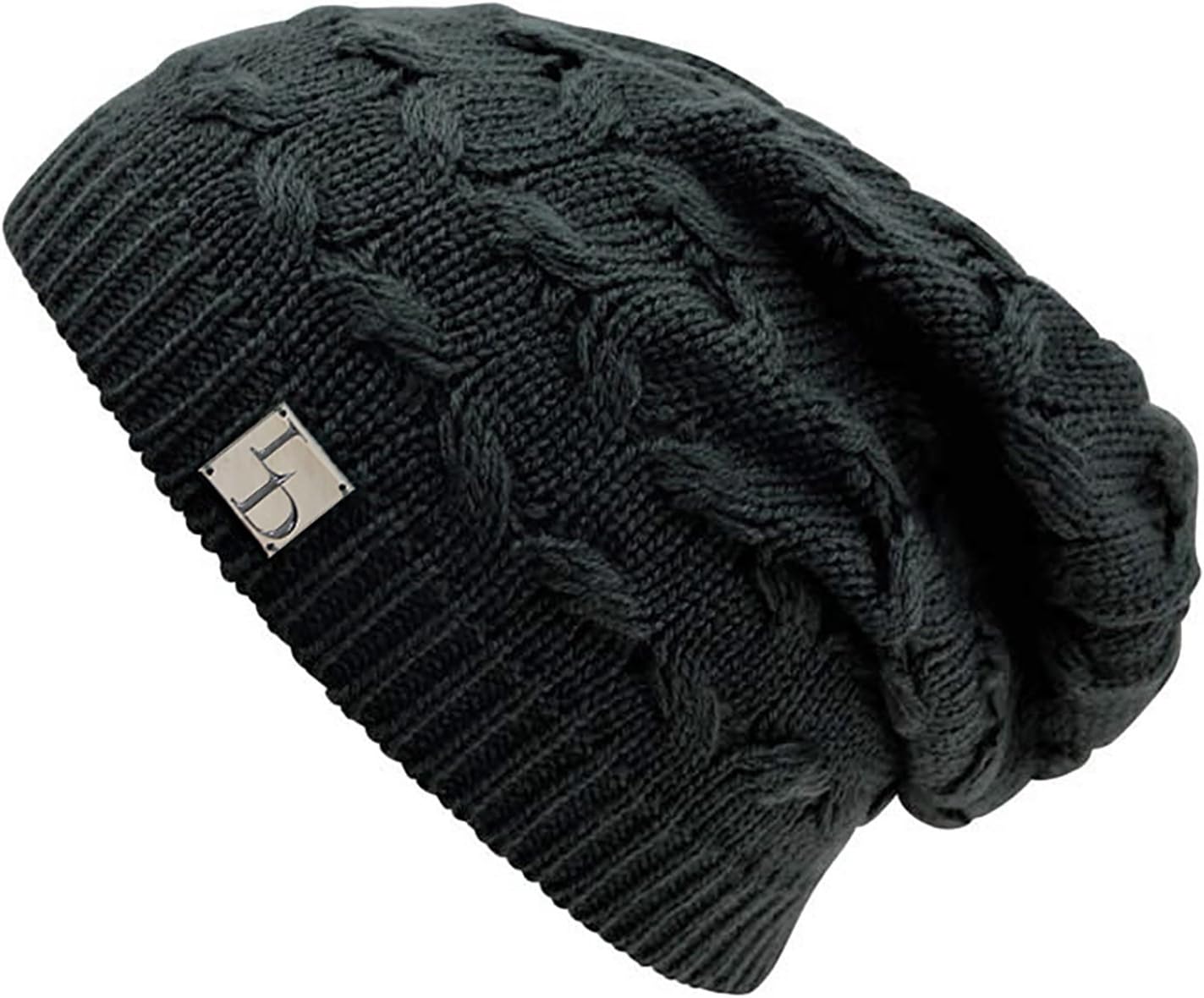 Luxury Divas Oversize Cable Knit Slouchy Beanie Cap Hat