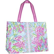 Lilly Pulitzer XL Market Shopper Bag, Oversize Reusable Grocery Tote with Comfortable Shoulder Straps