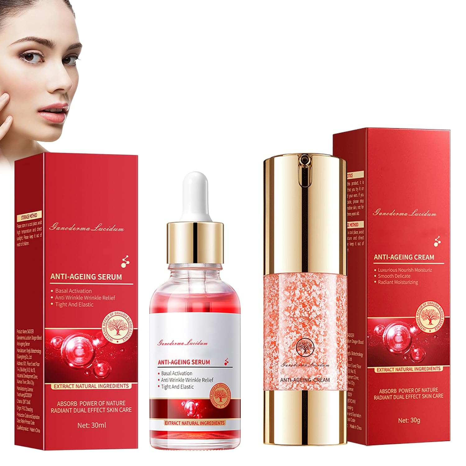 Dragon Blood Cream 30 ml Dragon Blood Anti-Wrinkle Serum and 30 g Moisturising Cream with Dragon Blood Reduces Pigmentation and Wrinkles Anti-Wrinkle Skin Care Serum