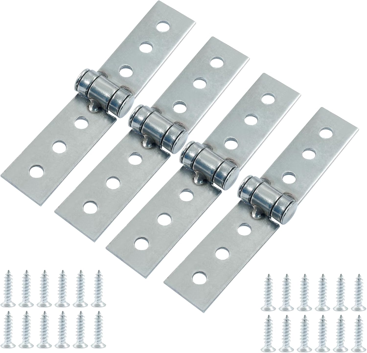 4Pcs Folding Butt Hinge, 3 Inch 6-Hole Stainless Steel