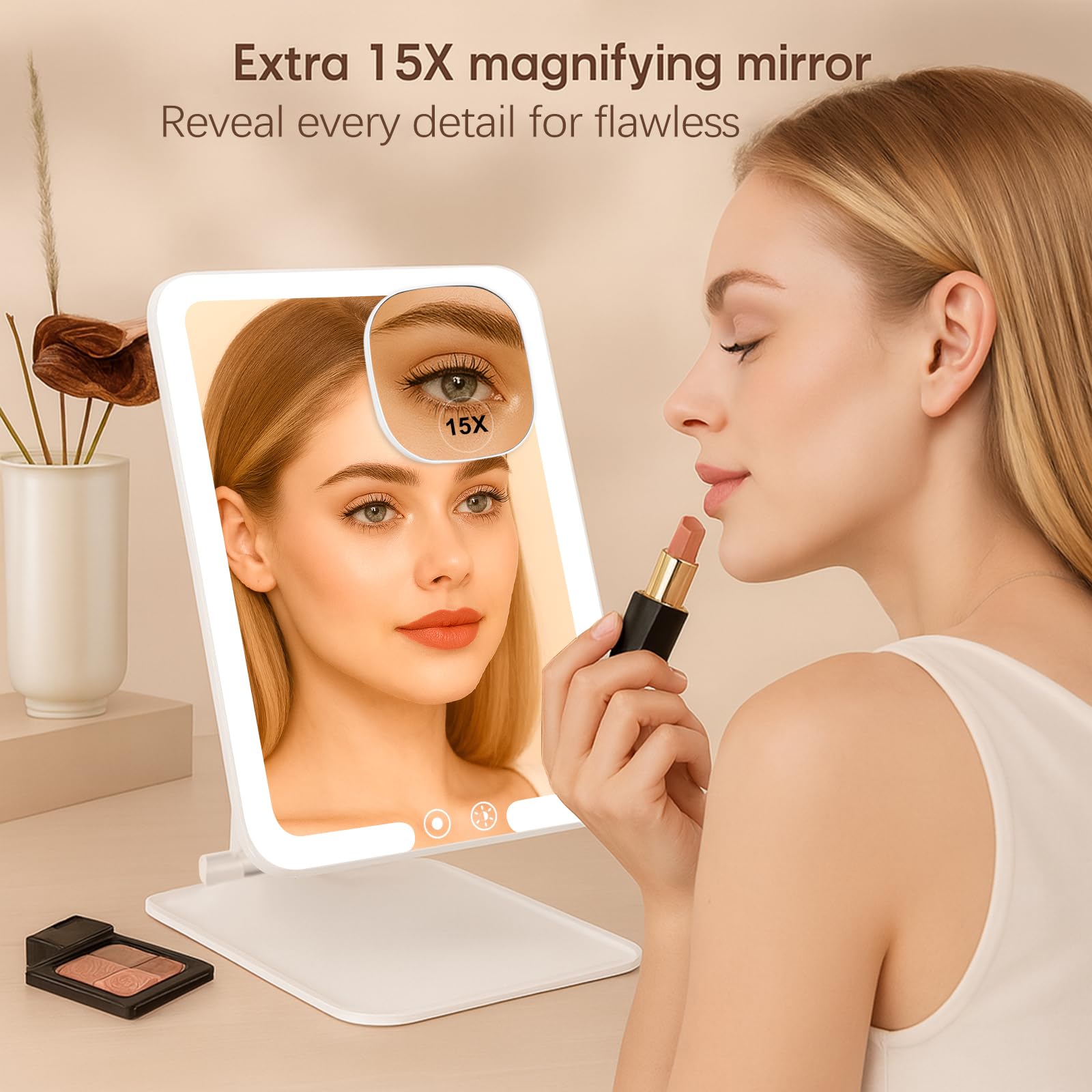Amazon.com: MKUMIR 15X Travel Makeup Mirror with Lights