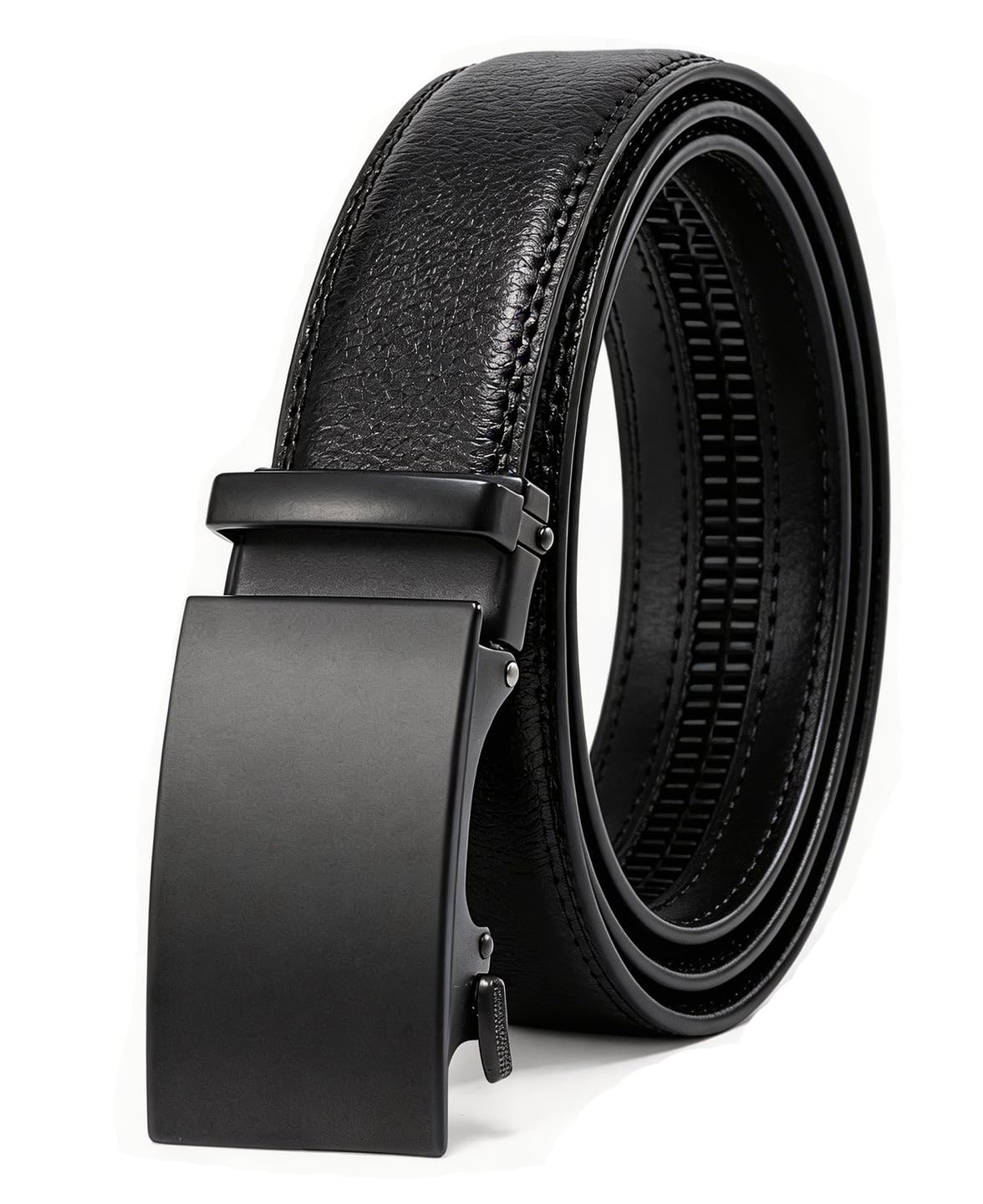Milorde Dress Belts for Men - Ratchet Leather Mens Belt 1 3/8" for Dress & Jeans (32" to 38" M827-Black,115)