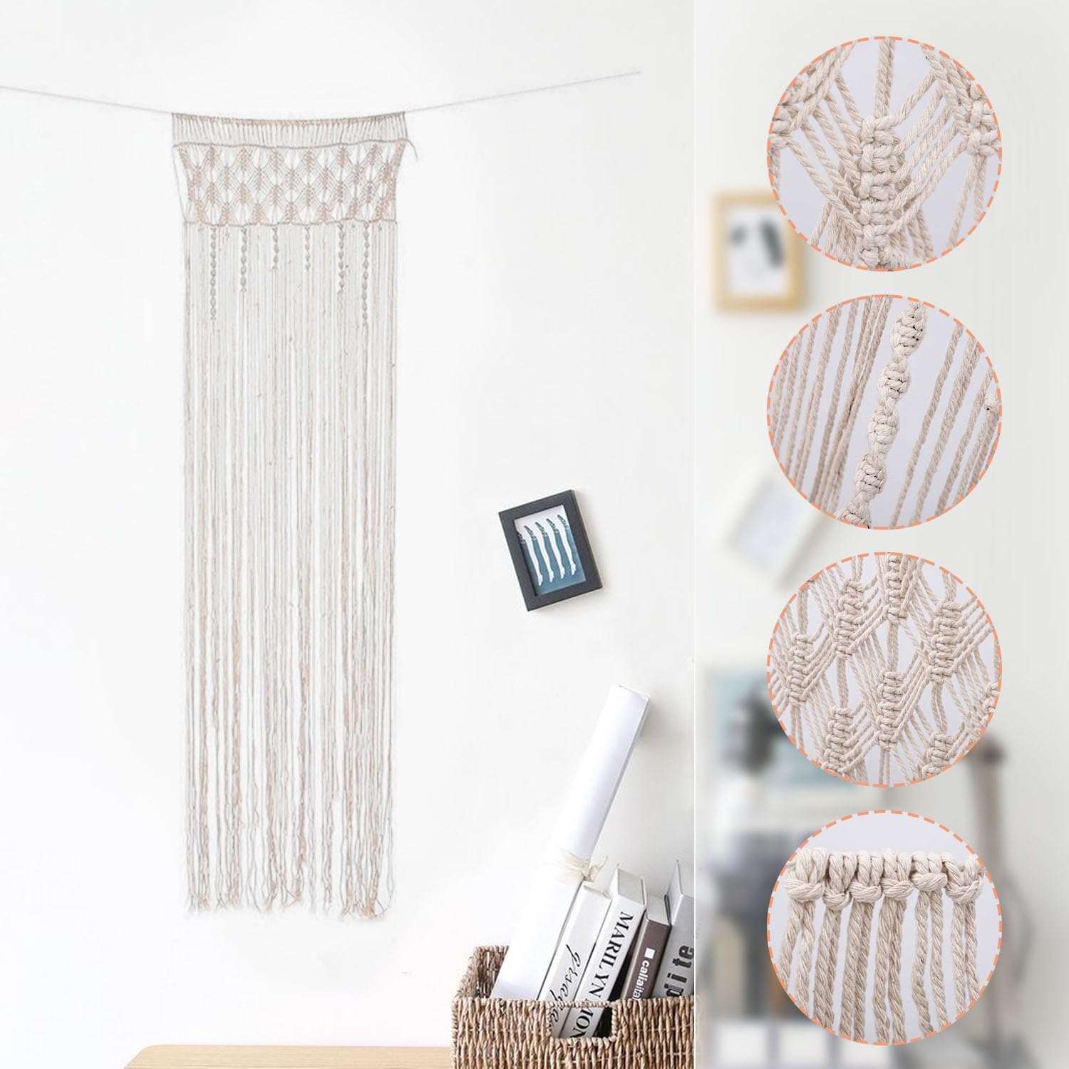 GIONAR Tapisserie murale en macramé - Rideau de porte - Style bohème - Décoration murale de mariage