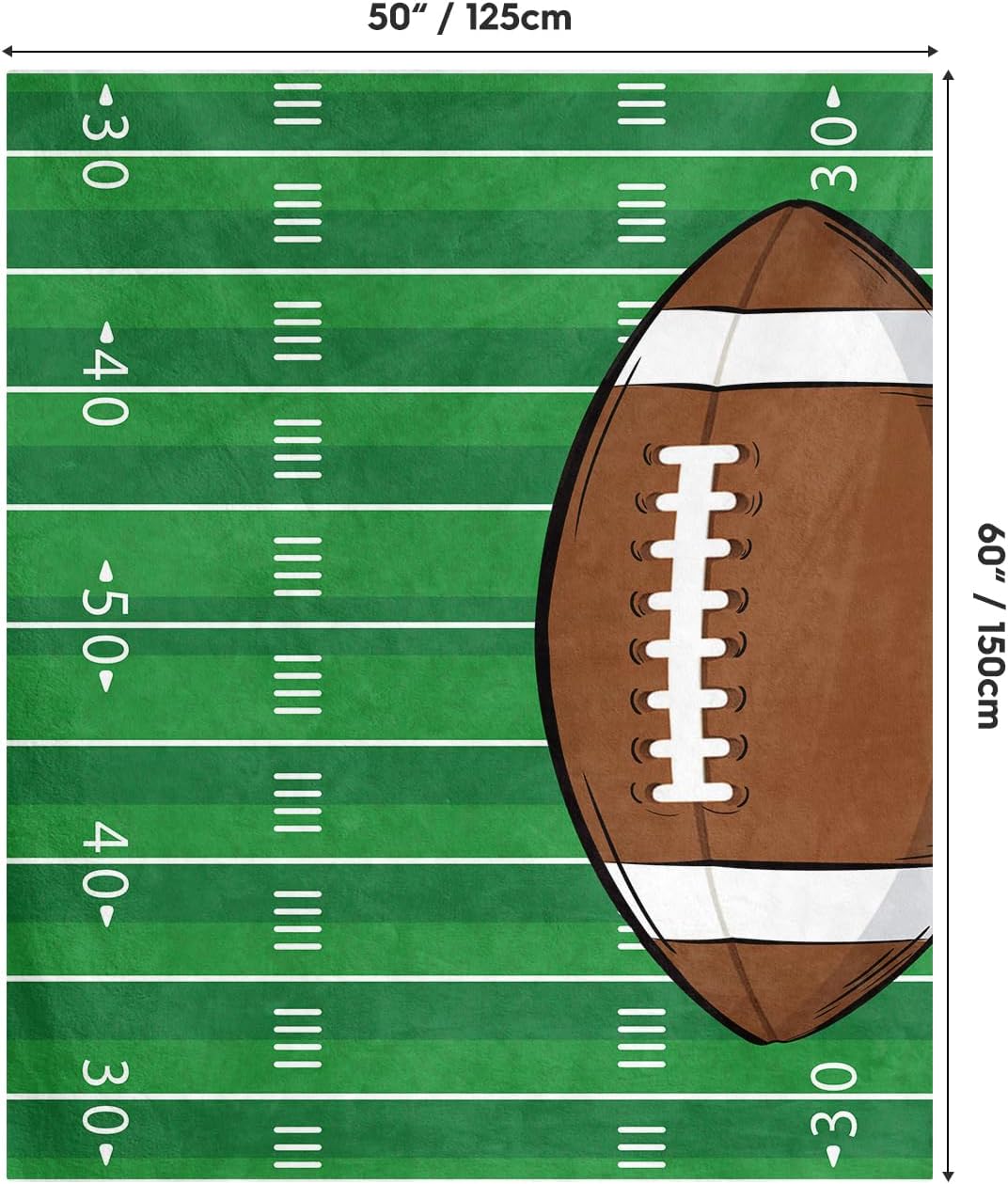Horaldaily Football Sports Theme Touchdown Flannel Throw Blanket 50x60