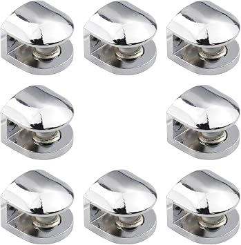 Mila-Amaz 8 Pcs Adjustable Glass Bracket Zinc Alloy Glass Clamp Solid Glass Shelf Clamp Holder for 6-8MM Thickness Glass