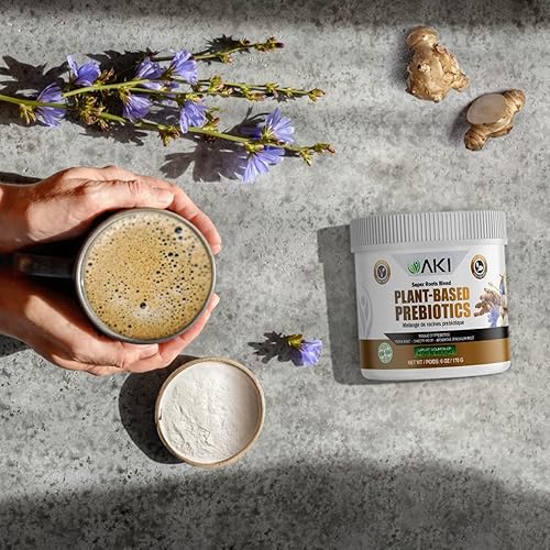 Miniatura 7 de AKI Mezcla prebiótica a base de plantas (6 onzas / 6.00 oz) – Fuente ideal de FOS e inulina – Nutre la flora intestinal y la inmunidad – Ideal para
