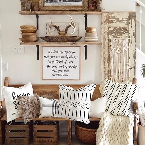 Miniatura 5 de YCOLL Juego de 4 fundas de almohada de 18 x 18 pulgadas, modernas fundas de almohada decorativas de tela de lino para exteriores, para sofá, cama,