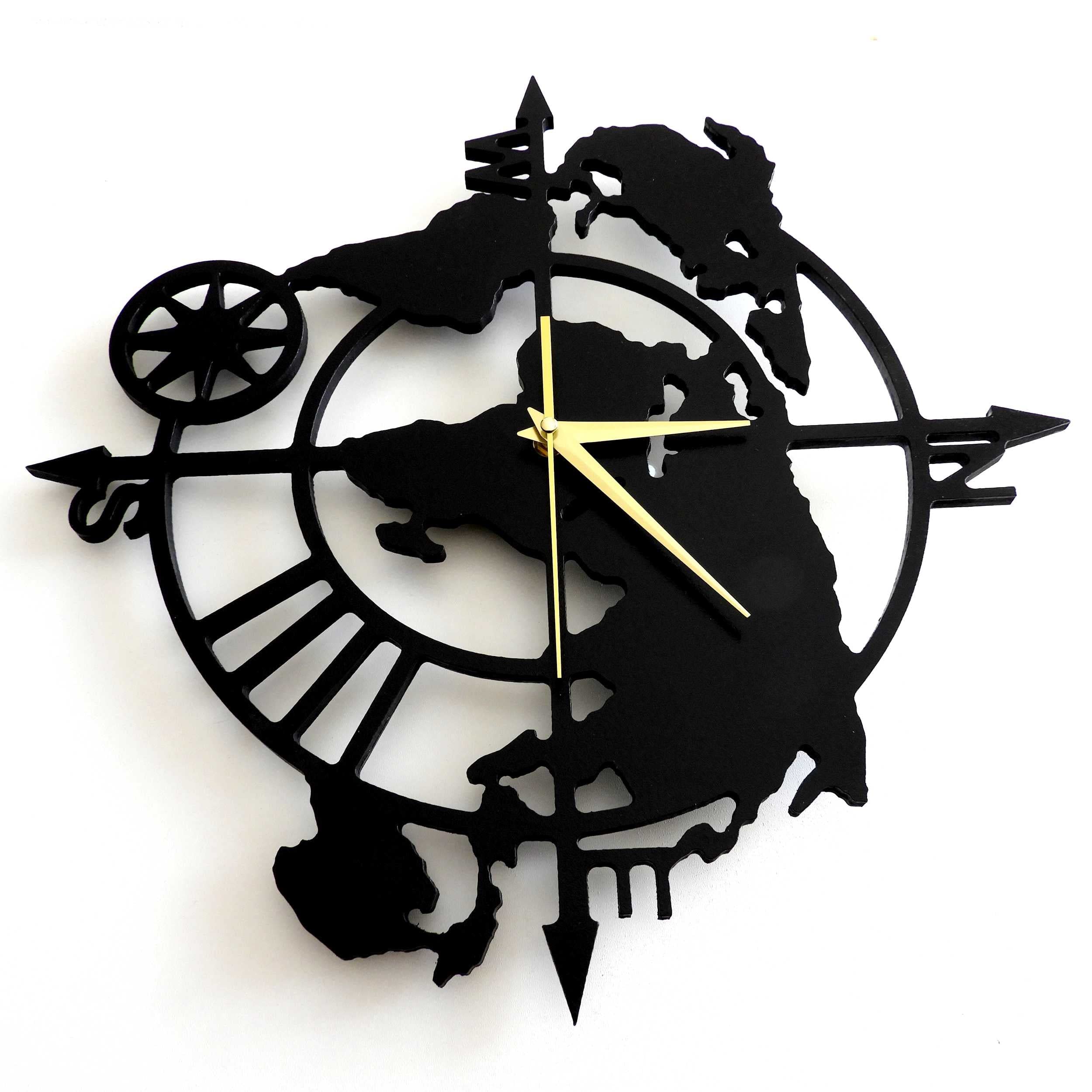 Orologio da Parete Silenzioso Mappamondo Decorazione Originale Nero 44cm, Senza Ticchettio, Movimento al Quarzo, Globo, Orologi per Soggiorno, Camera da Letto, Cucina…