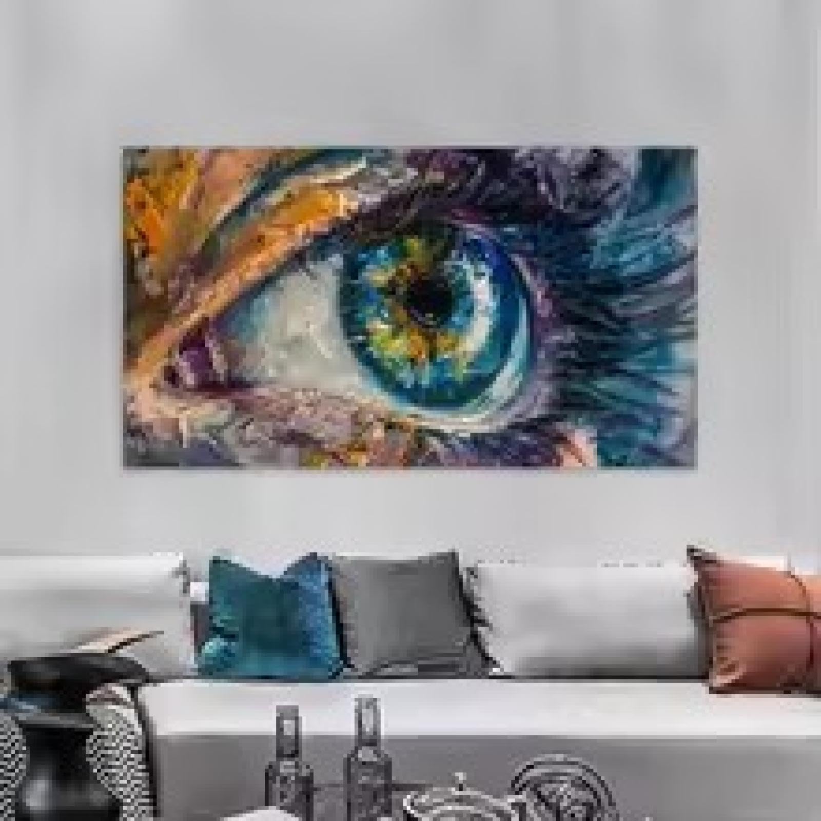 Image murale colorée pour salon moderne tableau oeil abstrait encadré