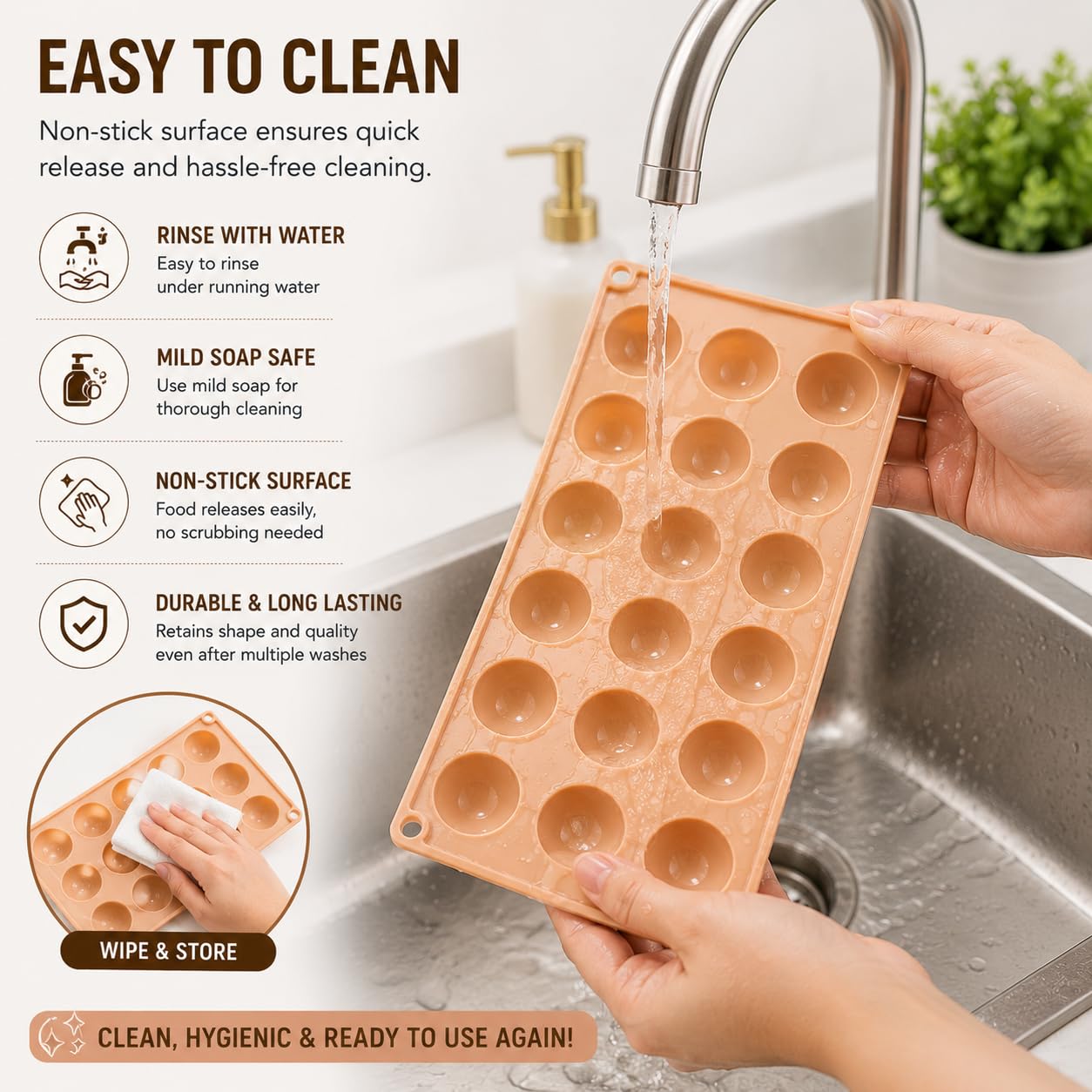 Zeinwap Small 15-Cavity Semi Sphere Silicone Chocolate Mould Non-Stick, Half Sphere Silicone Baking Molds For Making Jelly, Chocolates And Cake, 15 x 10 x 3 Cm 3