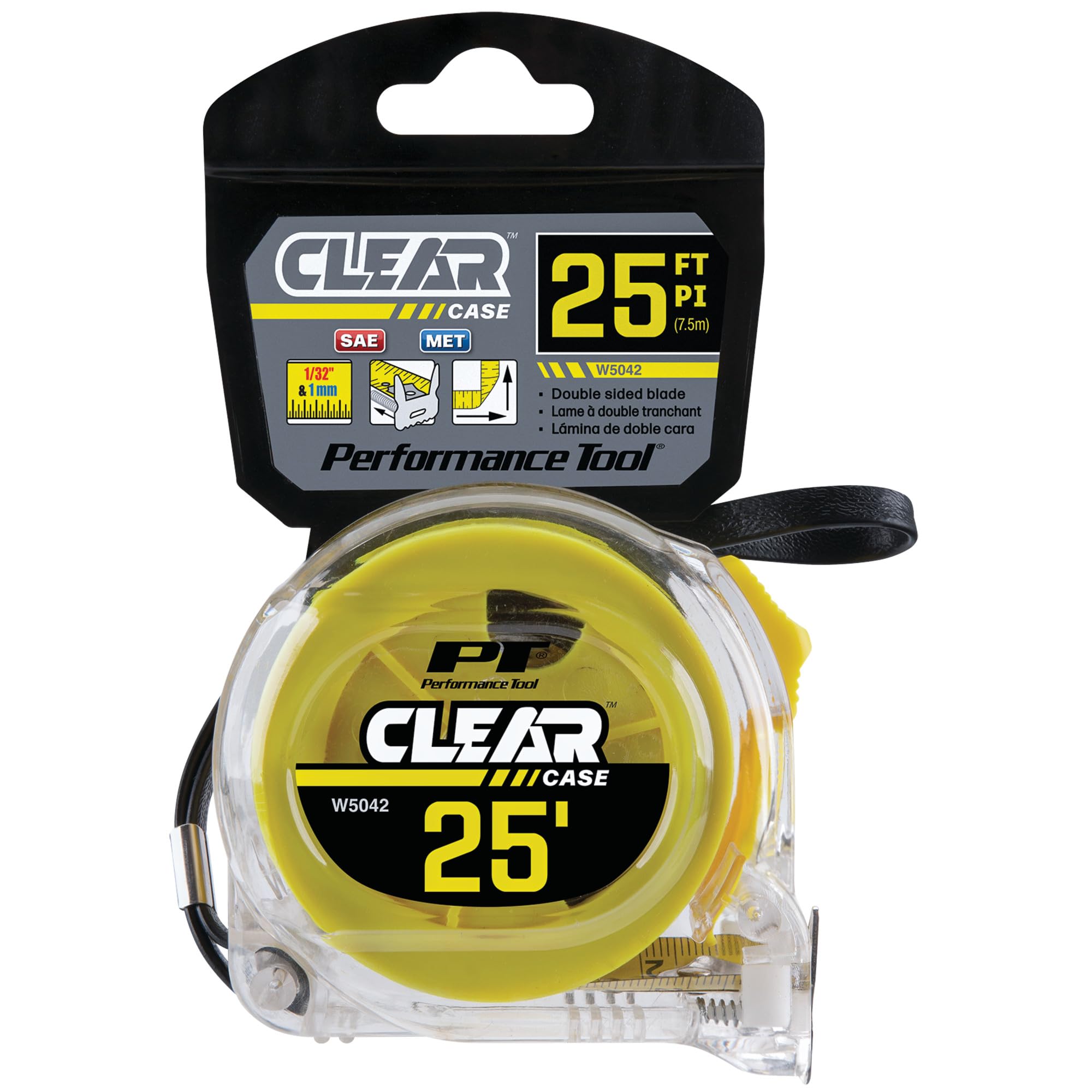 Performance Tool W5042 - Cinta métrica transparente de 7,5 m