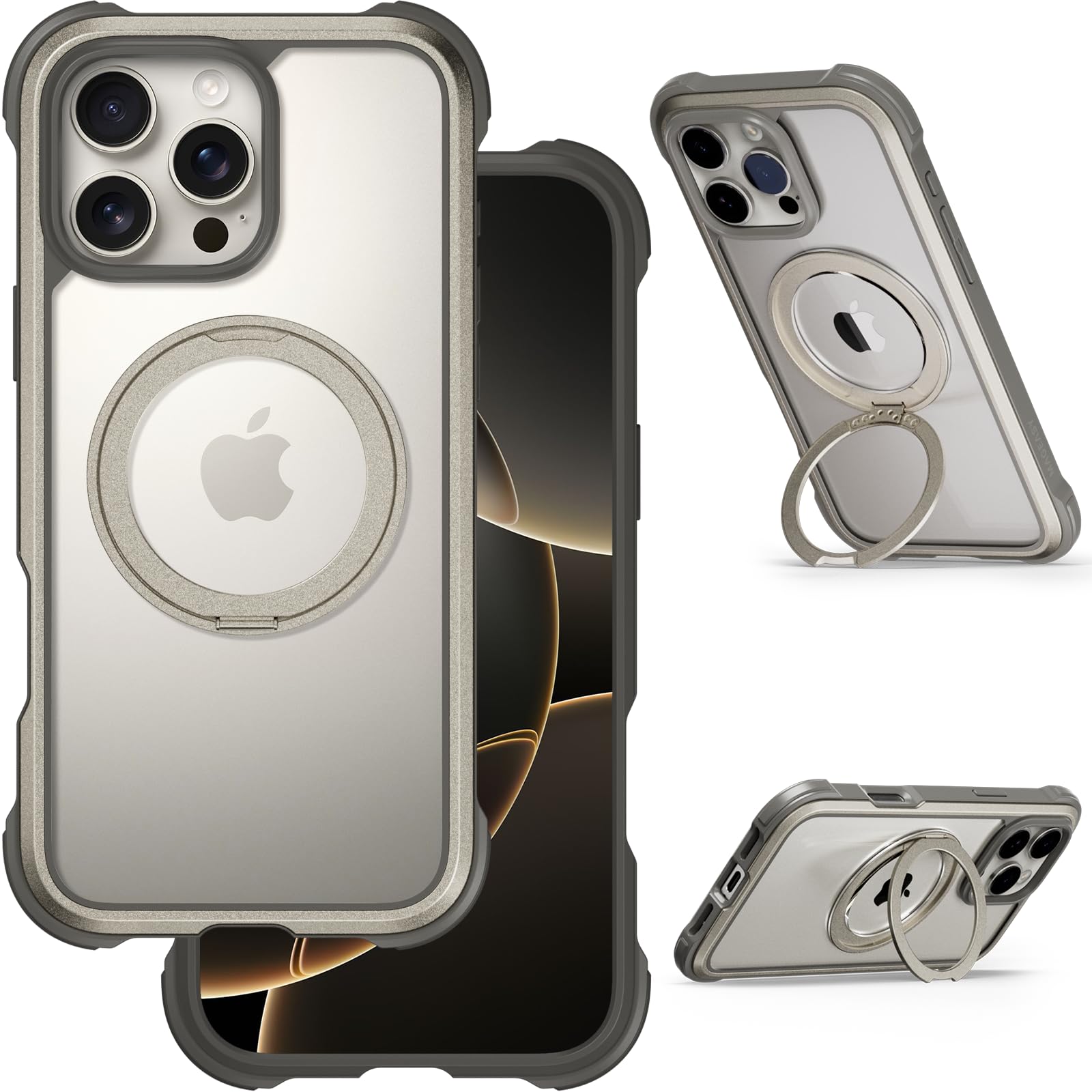 MAGEASY Designed for iPhone 16 Pro Max Case with 360° Rotatable Stand - 20ft Ultimate Drop Protection, Compatible with MagSafe, Durable Aluminum Frame
