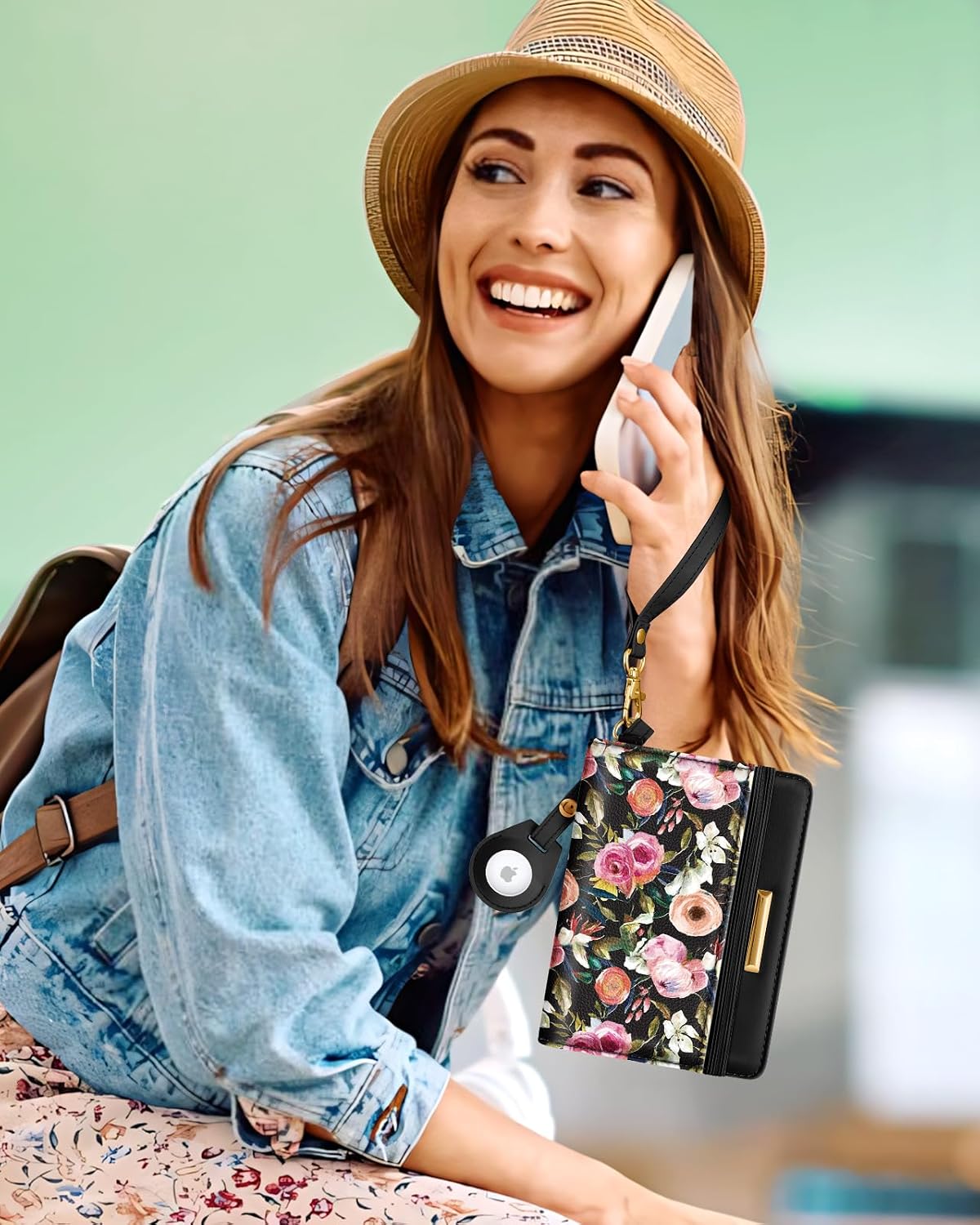 Slohif Airtag Passport Holder Cover Wallet Case for Travel Women - Leather RFID Blocking Passport Book Multiple Personalized Organizer Slim Portable Carrier Card Slots Protector Sleeve Rose