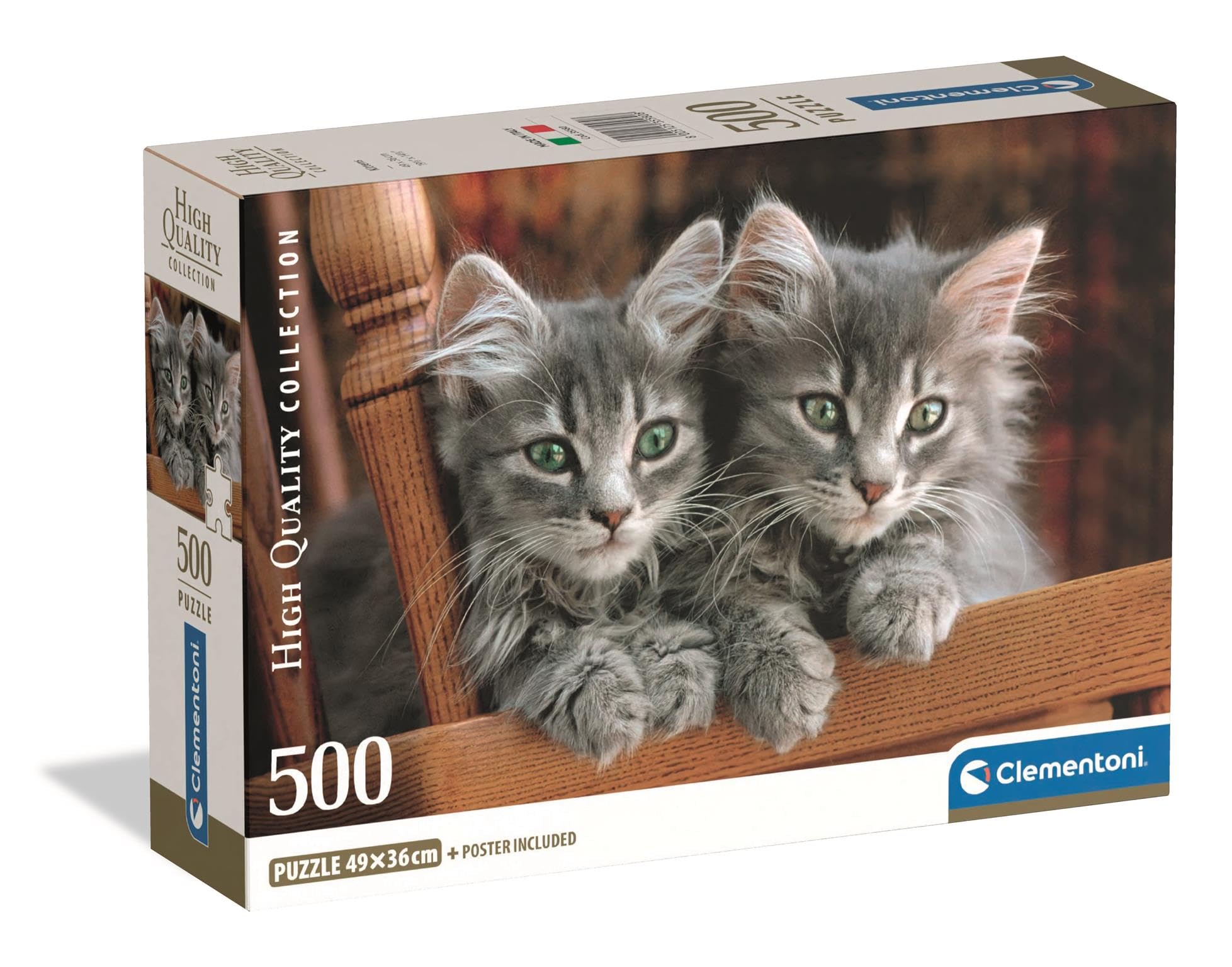 Clementoni Puzzle 500 pieces, Collection Kittens, Compact Box, Puzzle for Adults 14-99 Years, Made in Italy, 35580