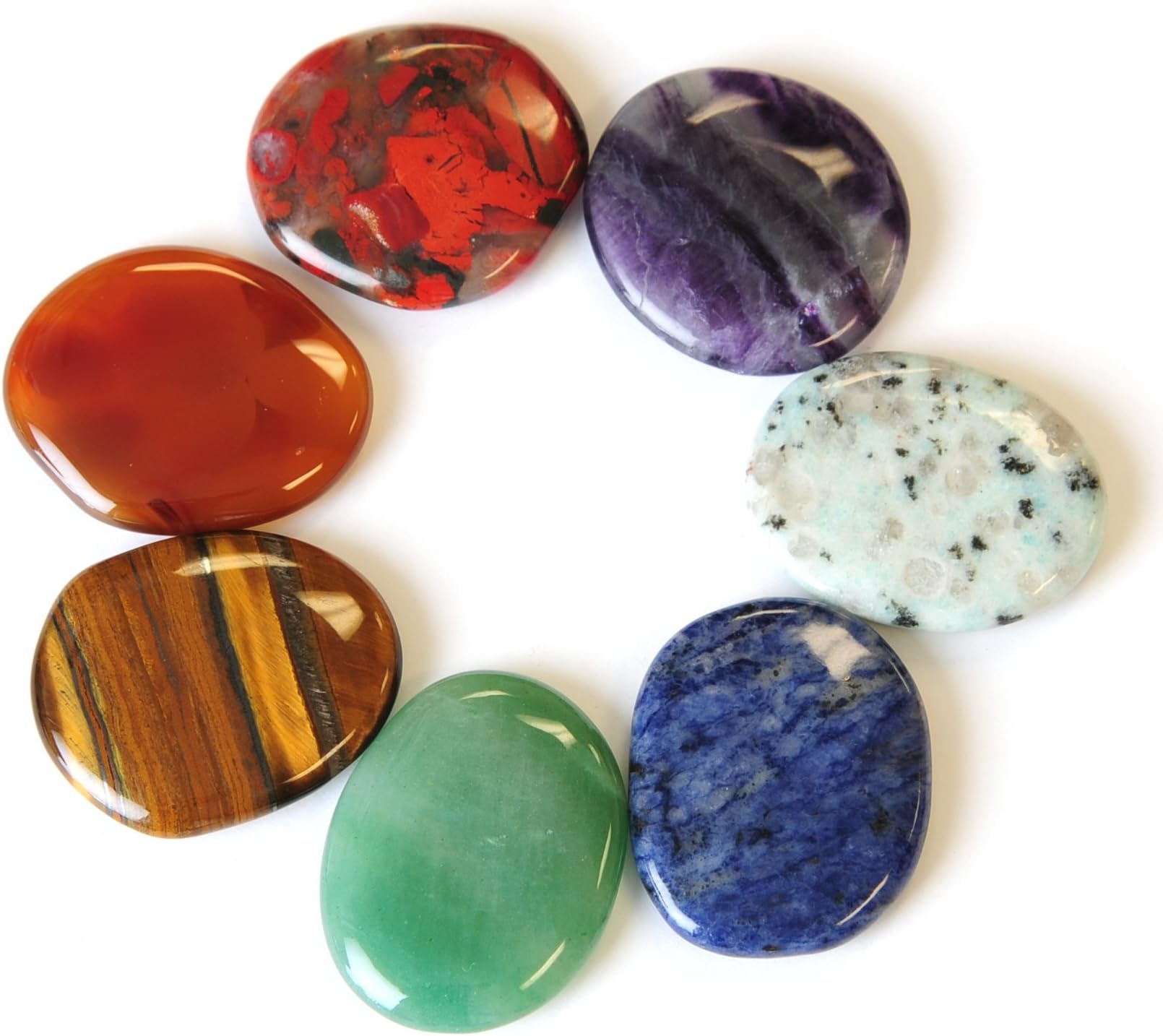 JIC Gem 7 Chakra Palm Stone with Valvet Bag