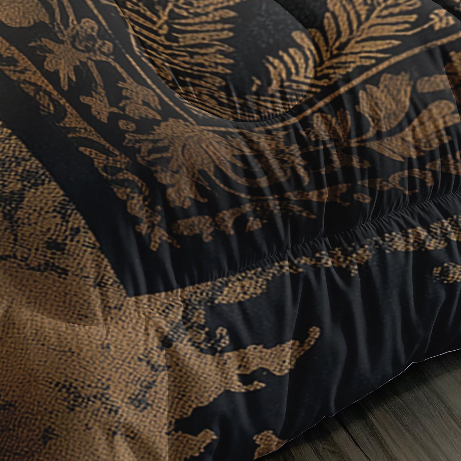 Black Bears Hunting Animal Comforter 3Pcs Queen Wildlife Bear Forest Pine Tree Bedding Set for Kid Teen Boy Girl Adult Retro Rustic Bear Plant Quilt Bed Decor with 1 Comforter & 2 Pillowcases