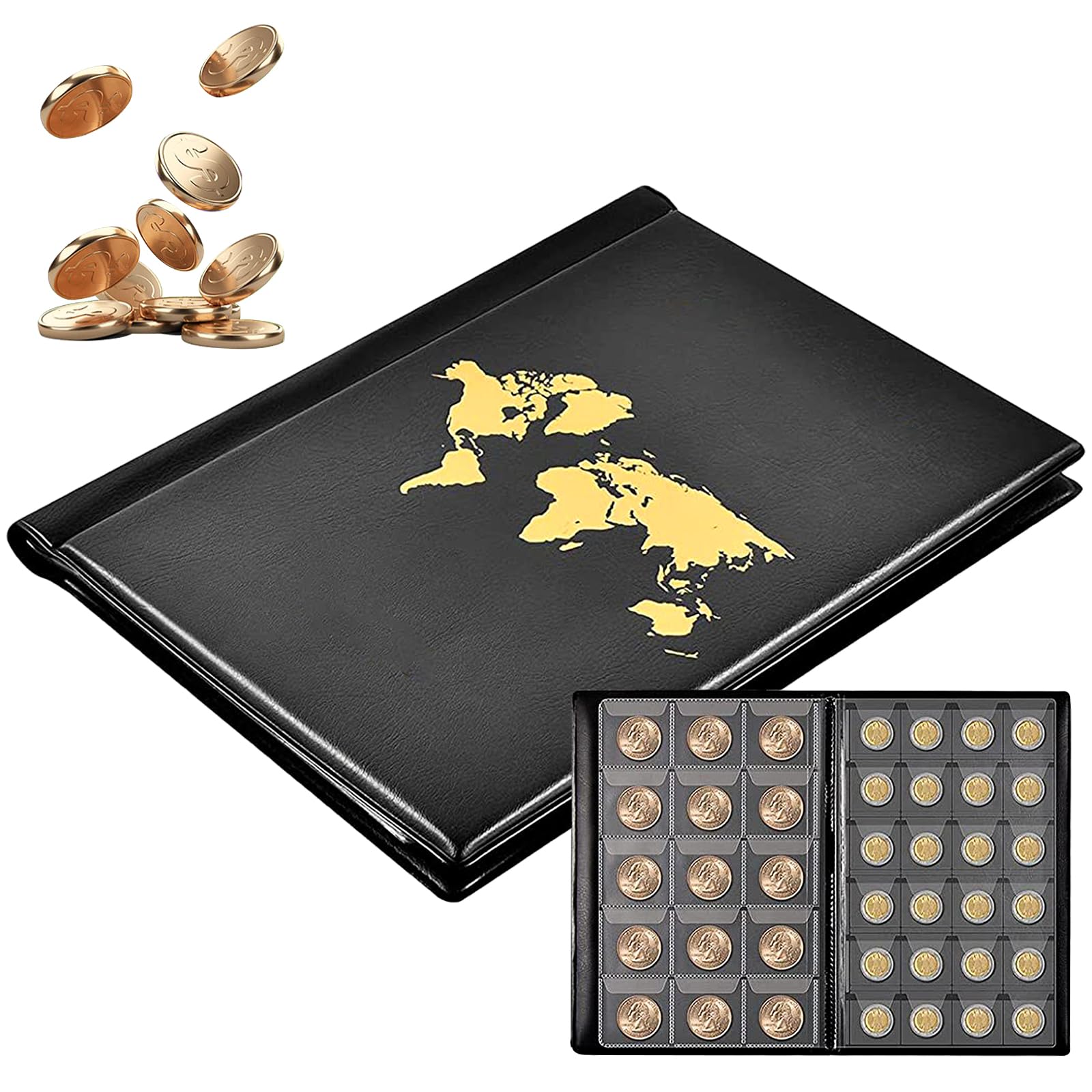 Coin Collector's Album - 480 Pockets Euro Coin Collection Coin Album Storage for Collectors Coin Collection Transparent Coin Album Coin Holder Coin Collection Book Money Penny Pocket for Collectors