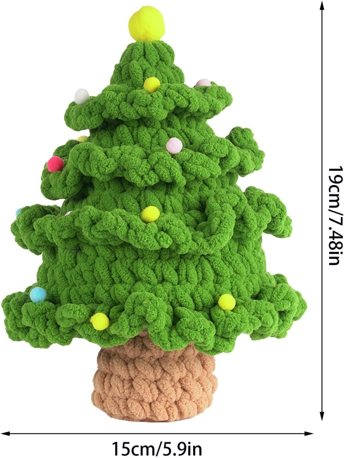 Christmas Crochet Kit for Beginners, Christmas Tree Crochet Kit Learn to Crochet Christmas Tree DIY Knitting Kit for Adults Crochet Kit Include Instructions and Yarns, Hook, Accessories (3PCS ABC)