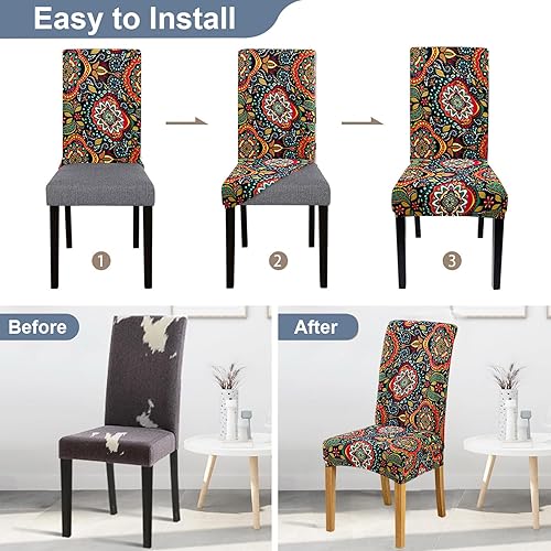 Vista 134 de Eco-Ancheng Funda para silla de comedor, funda extraíble para protección de banco, asiento y silla, sala de estar y cocina A1