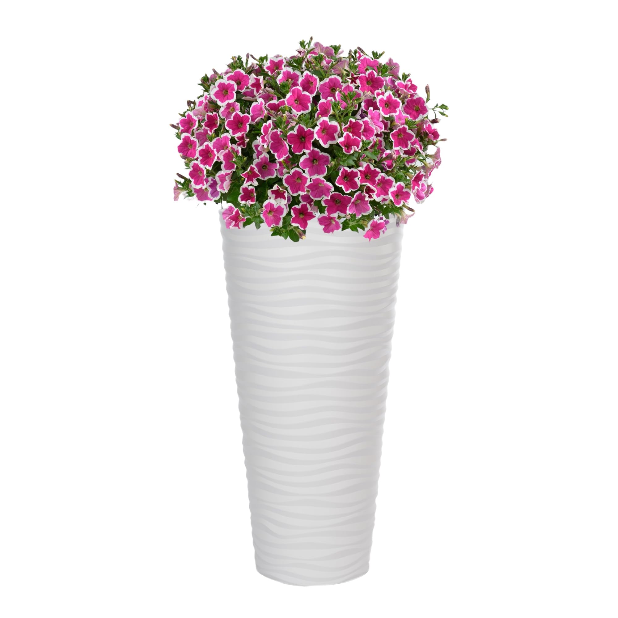 MelTom Lot de 2 Pots de Fleurs Effet 3D Blanc XXL XL