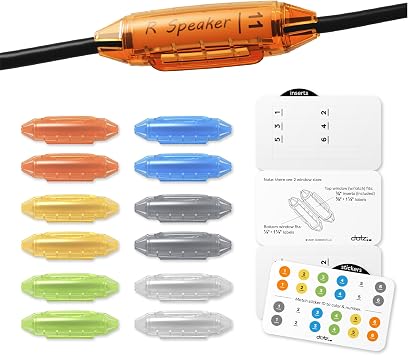 Dotz Cord ID Pro Cord & Cable Identification System- Cord Labels for Organize Cords, Chargers & Wires at Home or Office- Cords Identifiers Keep Your Setup Neat, Tangle-Free & Easy to Manage-DCI171M-C