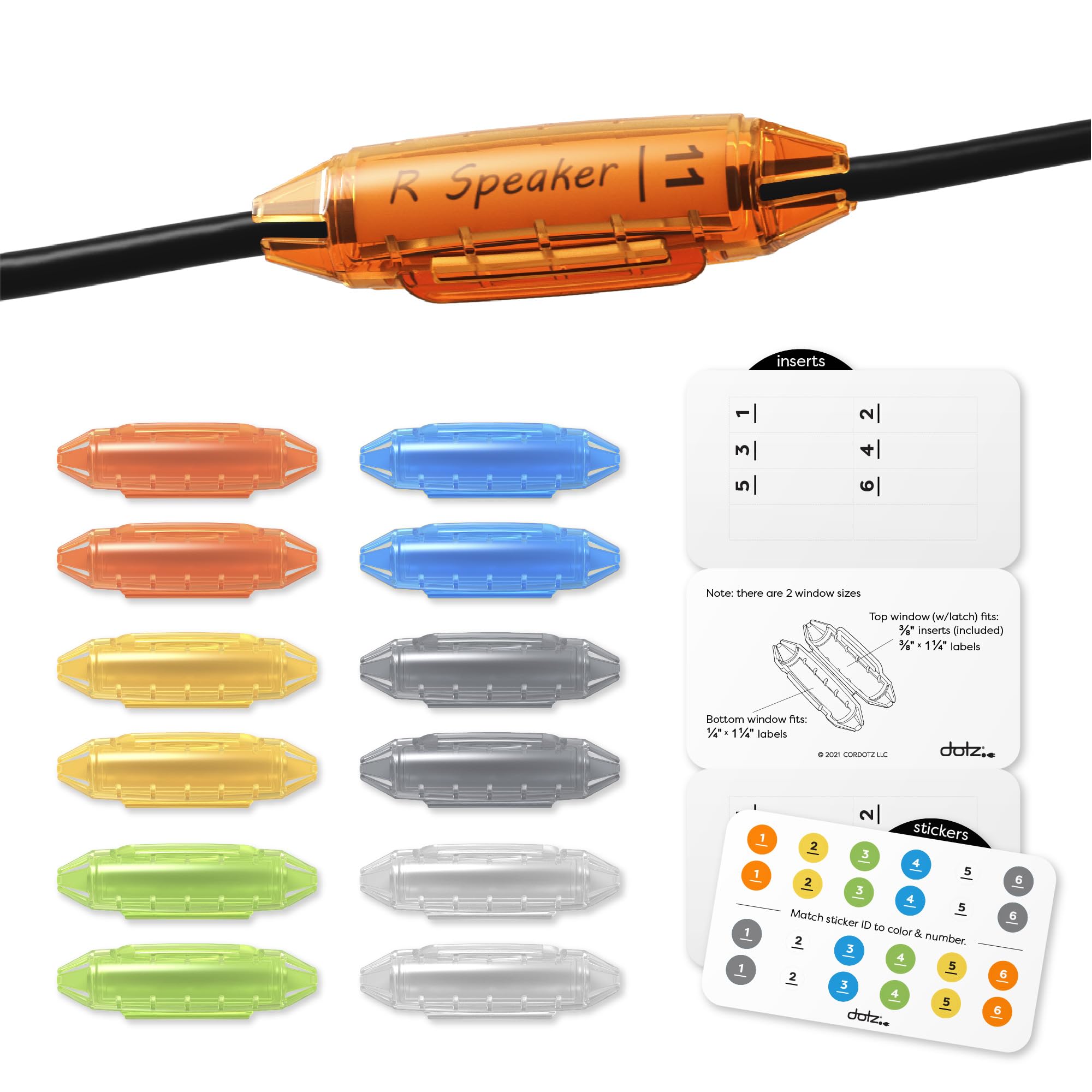 Dotz Cord ID Pro Cord and Cable Identification System, 12 Count, Assorted Colors (DCI171M-C)