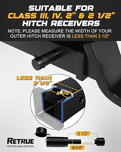 Miniatura 2 de RETRUE Cerraduras de enganche de remolque, pasador de enganche de bloqueo de 58", para enganche receptor de 2" y 2 12", clase III IV, diámetro de