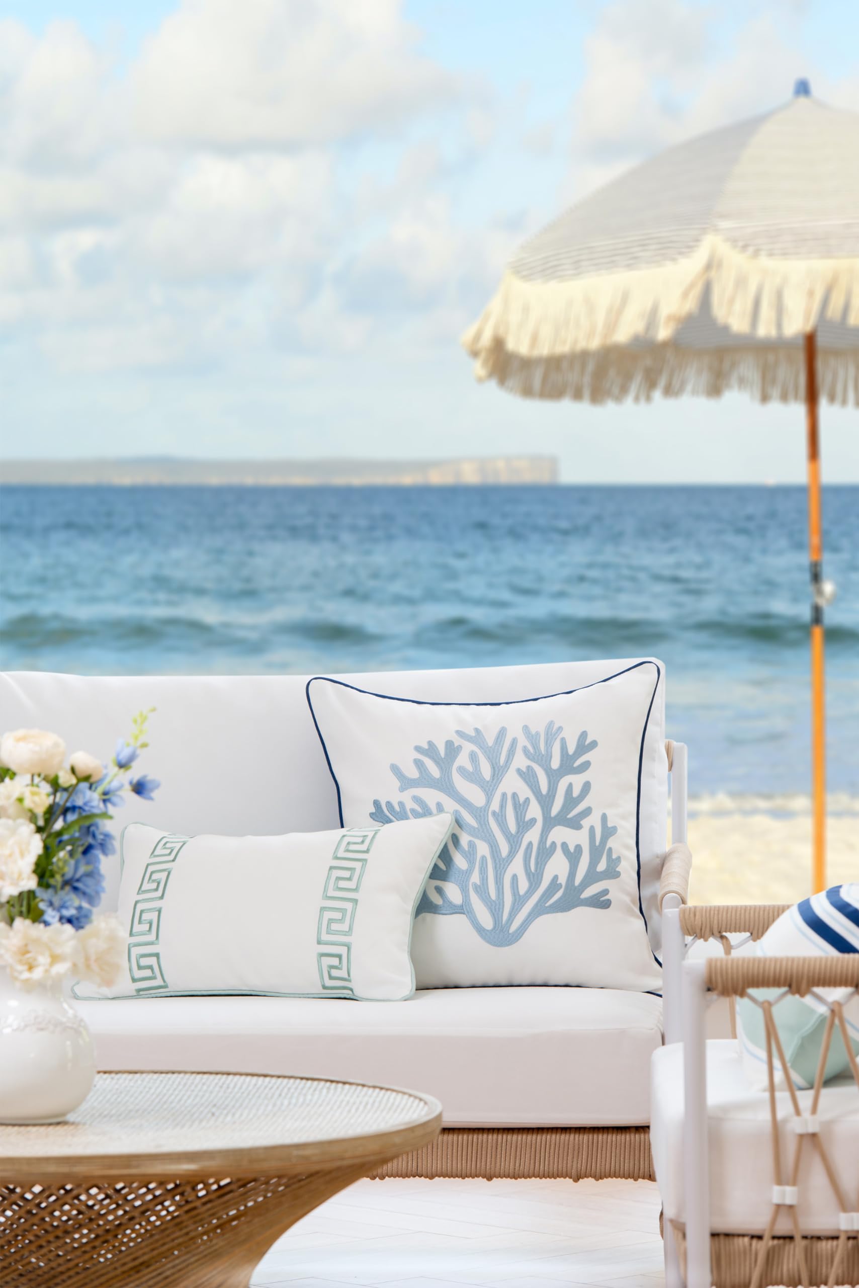 Greek Key Pillow Cover Hofdeco Coastal Greek Key Lumbar Pillow