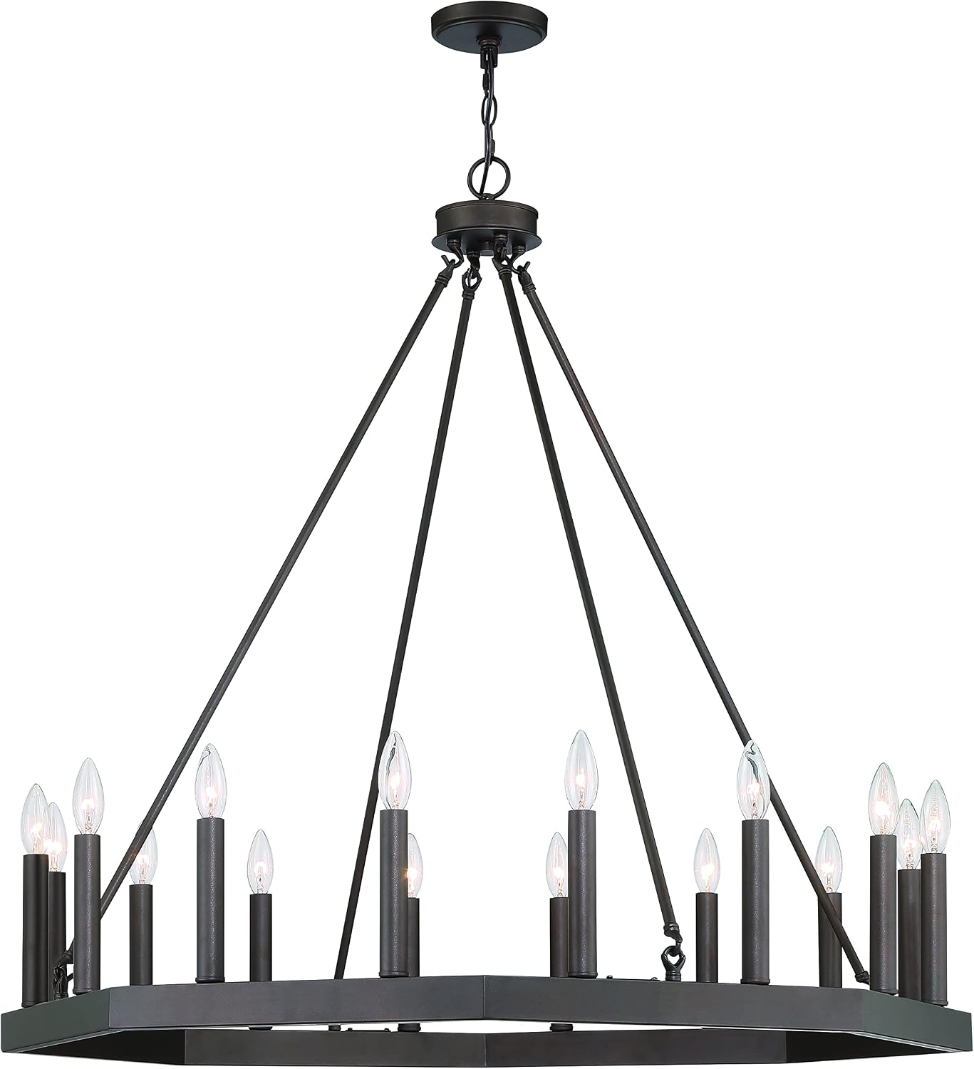 Vanity Art Farmhouse Vintage 16 Lights Wagon Wheel Chandelier Lighting | Modern Hanging Lights Candle Style Ceiling Light Fixtures for Living Room Dining Room (Oil Rubbed Bronze) 10586-ORB