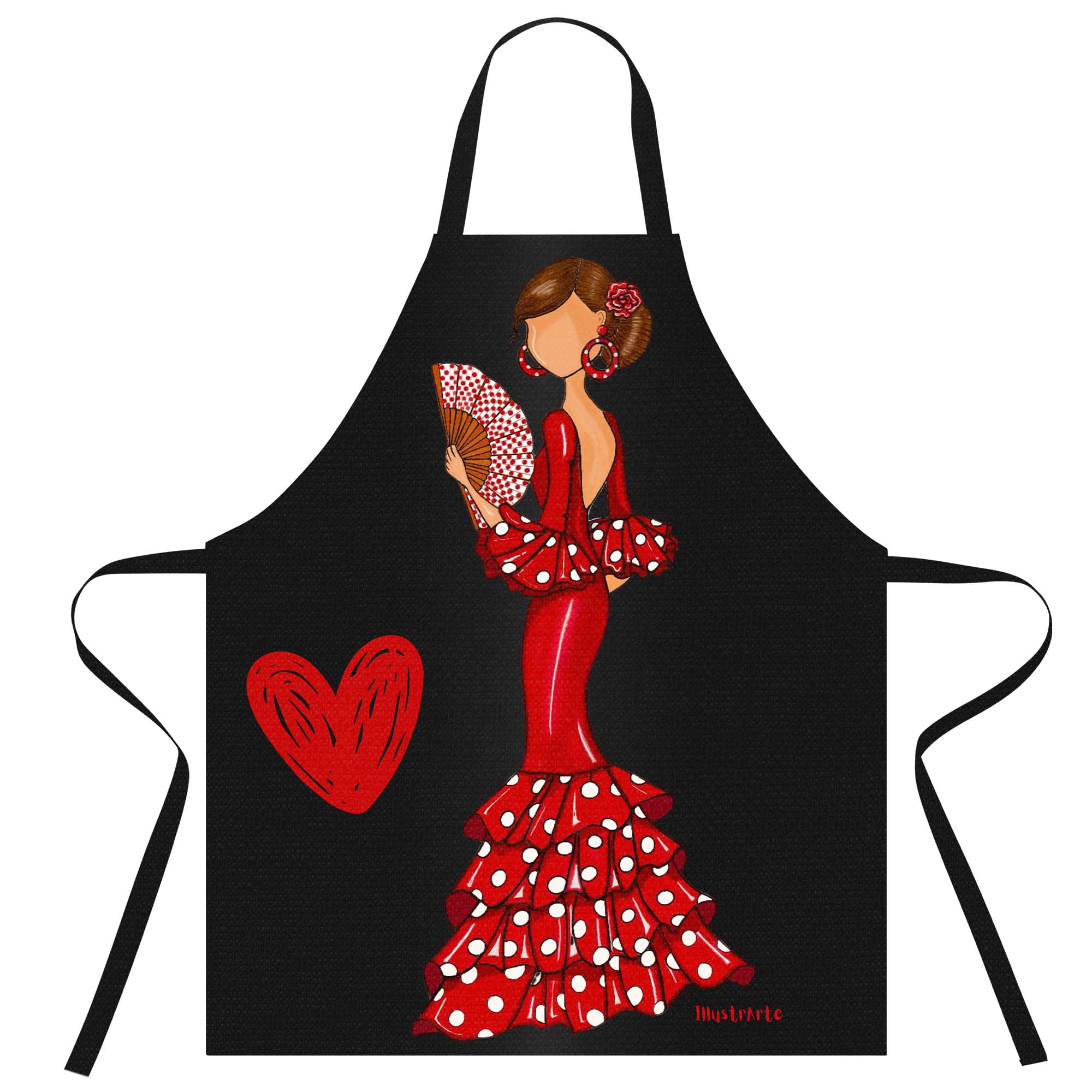 Delantales de cocina lavables y cómodos con diseño de flamenca