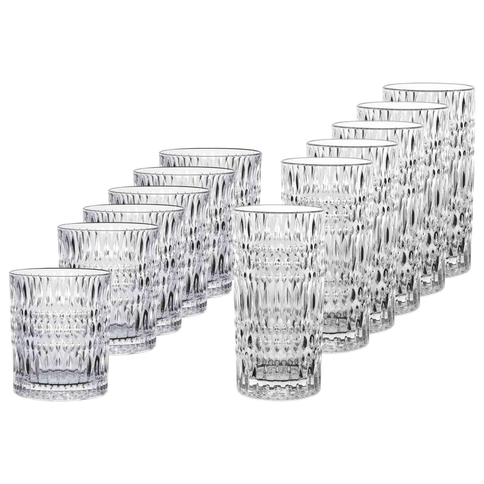Spiegelau & Nachtmann, 12-częściowy zestaw szklanek barowych, po 6 szklanek do whisky i londrinków, szkło kryształowe, 434/304 ml, Ethno, 105354