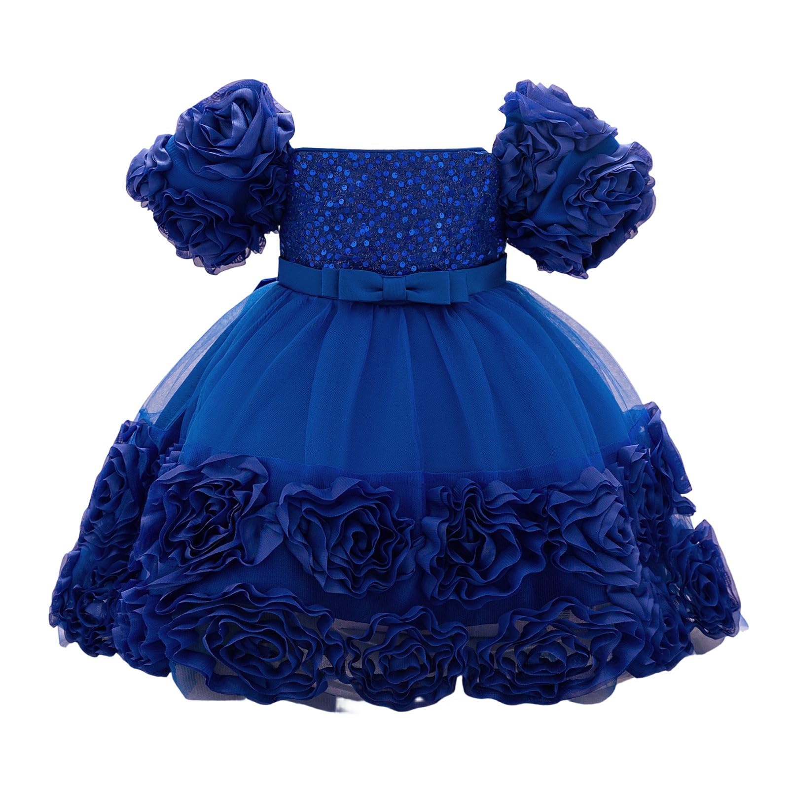 Generisch Robe de princesse pour bébé fille, conçue avec des manches bouffantes, en tulle avec jupe structurée, jolie robe de fête pour les célébrations