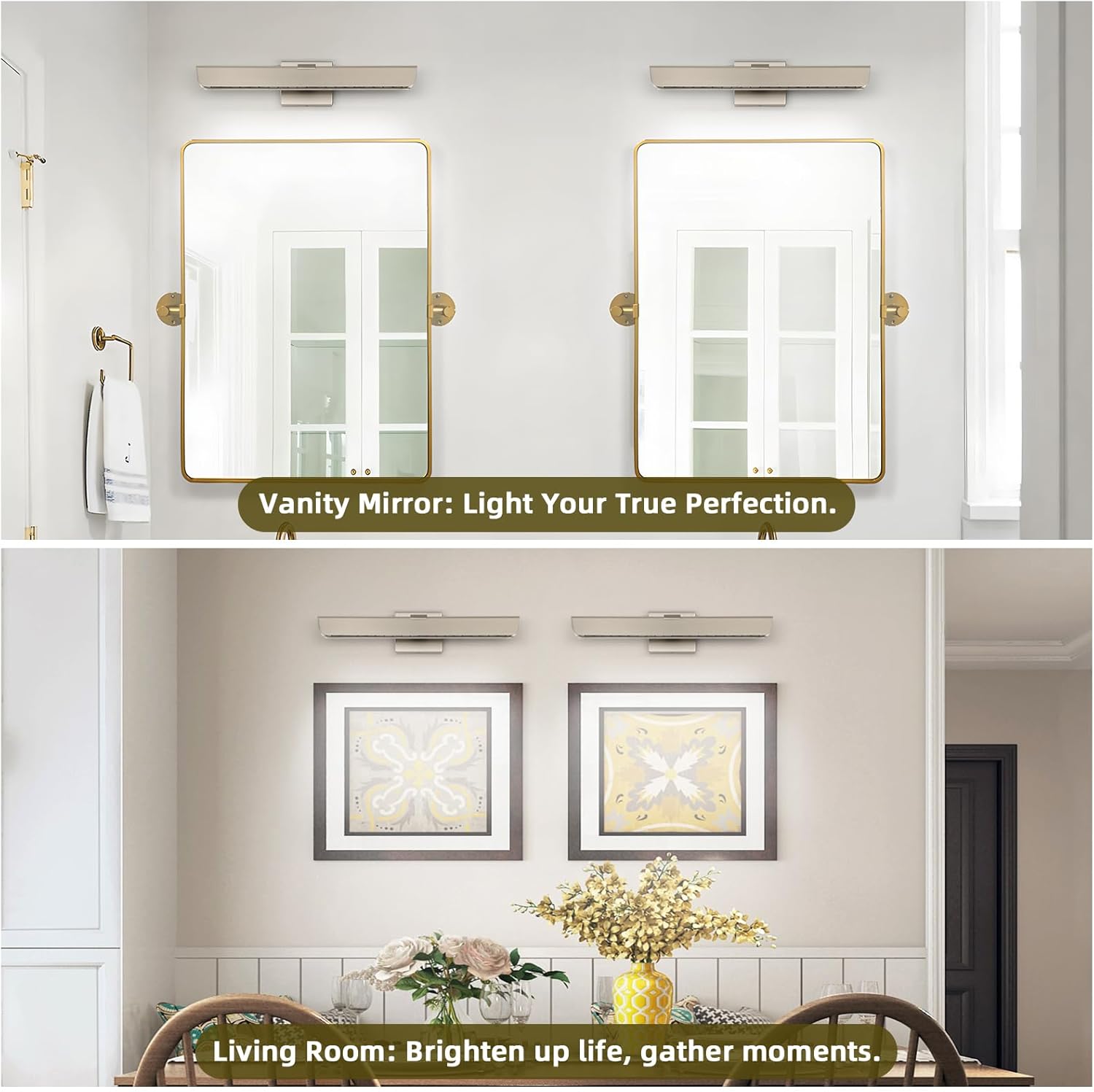 Bathroom Vanity Light, 24 Inch Modern Dimmable LED Vanity Lights for Bathroom Over Mirror, Brushed Nickel Linear Wall Sconce Lighting Fixtures with Acrylic Lens, 14W 5500K Cool White