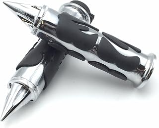 Motorcycle Chrome Spike Comfort Rubber Flame Hand Grip 25mm 1" 1 inch Compatible with Intruder Boulevard C90 C50 M50 Volusia Marauder 800 [B01ETS4C1Q]