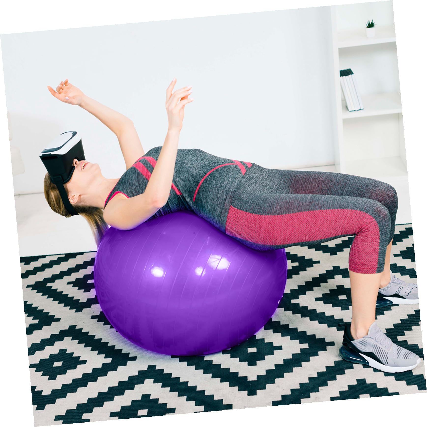 NOLITOY Pelota de Yoga de Ejercicio Pelota de Estabilidad para Pilates Entrenamiento de Core con Inflador para Gimnasio y Casa