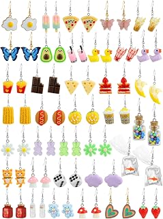 ILGANT 36 Pairs Cute Weird Earrings Set - Fun Mushroom Bear Flower Cat Dangle Earrings for Women Teens Aesthetic Jewelry