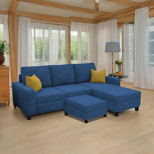 Gerio 4 Seater L Shape Sofa Set with Ottoman