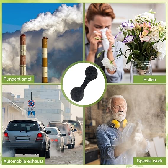 200-Pack black Disposable Nasal Filters Bulk Nose Plugs for Dust Construction and Workshops Strong Nose Plugs for Smells Spray Tanning Painting and Kitchen (200, black)